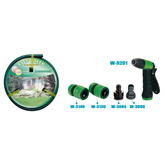 1/2" 15 Meters Reinforced Garden Hose with 5 Pcs Adjustable Plastic Head Pistol Gun Set