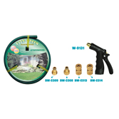 3/4" 15 Meters Reingorced Garden Hose with 5 Pcs Adjustable Brass Head Pistol Gun Set