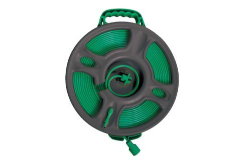 Manguera plana con conector macho y hembra de plástico, carrete de manguera